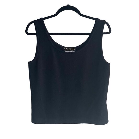 ST JOHN Black Wool Knit Scoop Neck Sleeveless Tank Top Sweater S - Picture 1 of 5